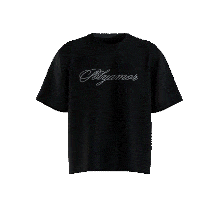 Schwarz-weißes Shirt mit Polyamor Logo – Streetwear vom Trance- und Bouncelabel Polyamor Berlin
